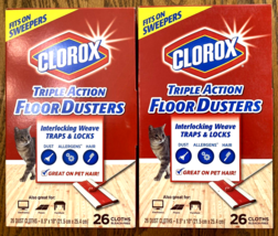 2X CLOROX TRIPLE ACTION DUST WIPES - 26 Extra Large/Box - NEW in Sealed ... - $49.99