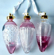 Waterford Crystal Lismore 3 PC. HOPE FAITH LOVE Drop Ornament Set Cranberry New - £188.56 GBP