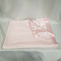 Baby Gear Crib Blanket Pink Minky Dots Satin Back Euc - £31.13 GBP