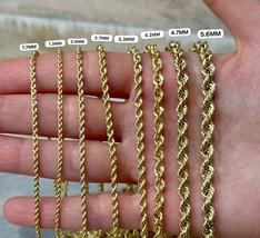 10K Yellow Gold 1.5mm-10mm Diamond Cut Rope Chain Necklace Mens Women 16&quot;- 24&quot; - £43.94 GBP+