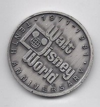 1981 Walt Disney World Commemorative Coin Rare 10th Tencennial Vintage - £65.93 GBP