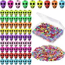 600 Pieces Colorful Halloween Skull Beads Skeleton Skull Head Beads Mix Color Sp - £12.70 GBP