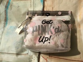 Victoria’s Secret PINK Clear makeup cosmetic bag zipper NEW - £9.52 GBP