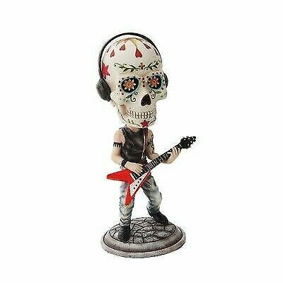 Day Of The Dead Skeleton Rock Band Guitar Player Guitarist Bobblehead Statue