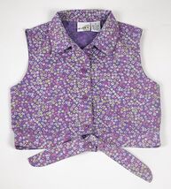 CIRCO GIRLS SIZE MEDIUM PURPLE FLORAL SHIRT TIE FRONT FLOWERS - $7.91