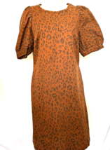 Universal Thread Brown Leopard Print Denim Dress Womens Sz 10  Puff Shor... - £7.90 GBP