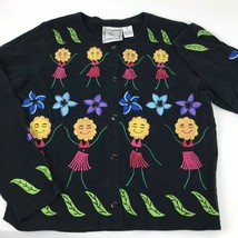 Michael Simon Lite Embroidered Sunflower Girl Top S Artsy Boho Anthropomorphic - £21.13 GBP