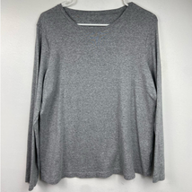 Talbots Cotton Tee Shirt Women Plus Size 1X Gray Long Sleeve Scoop Neck - £8.63 GBP