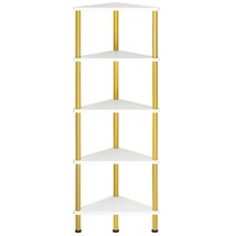 Corner Shelf, Industrial 5-Tier Wall Corner Bookshelf With Metal Frame, Corner S - $67.99