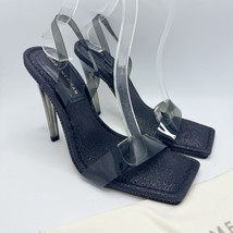 GOOD AMERICAN Black Crystal Crush Lucite Sandal Size 8.5 Black Glitter New - $1,591.33 MXN