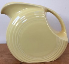 True Vtg Fiestaware Large Disc Yellow Glaze Water Juice Pitcher Art Deco 6.75&quot; - £294.60 GBP
