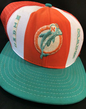 Vintage Vtg Rare Ajd 70s 80s Miami Dolphins Snapback Hat Cap Trucker Mesh Nfl - £91.90 GBP