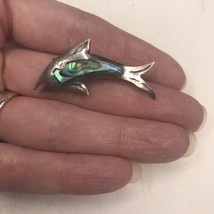 Vintage Taxco Mexico 925 Sterling Silver Abalone Inlay Fish Brooch - $13.91