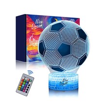 Soccer Night Light For Kids, 3D Illusion Night Lamp, 16 Colors Changing With Rem - £23.97 GBP