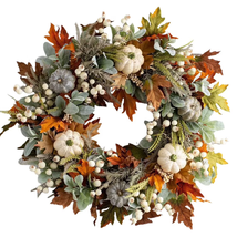 Fall Wreath for Front Door,18 Inch Autumn Wreath with Maple Leaf,Pumpkin... - $33.76