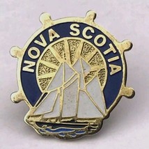 Nova Scotia Vintage Pin Gold Tone Enamel Canada Schooner Sailboat Ships ... - $10.95