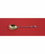 Russian Sterling Silver Ice Cream Spoon GW ovoid 875 silver w/leaf handl... - $93.68 CAD