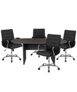 5 Pieces Modern Gray Oval Conference Set With Four Black Chrome Chairs - $1,561.36