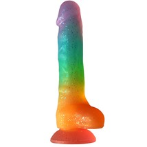 Rainbow Fantasy Dildo,Pride Colors Strong Suction Base Dildo,Jelly Soft Dildo Fo - £43.15 GBP