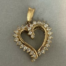 925 NF Sterling Silver Gold Vermeil Heart Pendant With CZs Valentines Da... - $29.65