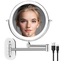 Wall Mounted Lighted Makeup Vanity Mirror 8 Inch 1X/10X Magnifying Mirror With 3 - £42.19 GBP