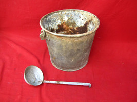 Vintage US Navy Marked Galvanized Water Bucket w/ Laddle - £38.94 GBP