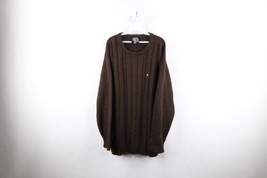 Vintage Southpole Mens Size 2XL XXL Chunky Ribbed Knit Crewneck Sweater Brown - £54.76 GBP