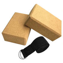 Yoga Blocks Sets - Contains Cork Blocks Stretching Strap Yoga Band - £13.78 GBP
