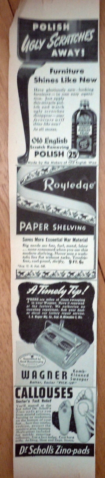 Old English Polish, Royledge, Wagner Small Magazine Advertising Print Ad... - $3.99