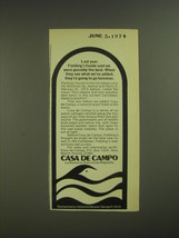 1974 Casa de Campo Resort Ad - Fielding&#39;s Guide said we were possibly the best - £14.81 GBP