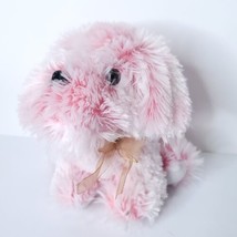 Pink White Dog Plush Brown Bow Tie Stuffed Animal 7&quot; Kellytoy - £15.54 GBP