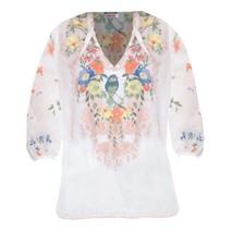 Johnny Was women&#39;s taifa blouse in White/Multi - size S - £127.99 GBP