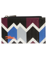 Longchamp Chevron Zip Card Leather Wallett ~NEW~ MAHOGANY  BLUE - €82,94 EUR