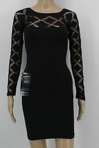 Bebe Womens Black Drama Bodycon Dress 3/4 Sleeve Sexy Short, Small - £38.45 GBP