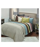 Geometrical Poly Satin Maddux (Coverlet Set) Rizzy Home - King Size / Moss - £44.10 GBP