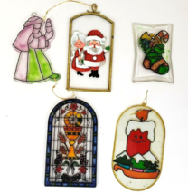 Sunchatcher Stained Glass &amp;Plastic Christmas Ornaments Lot of 5 - £8.79 GBP