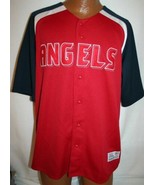LOS ANGELES ANGELS Dynasty Button Up BASEBALL JERSEY L MLB LA Red Men&#39;s - £31.15 GBP
