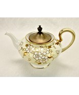 Nippon Porcelain Tea Pot, Brass Lid, Gold Moriage, Footed, Morimura Brot... - $40.26 CAD