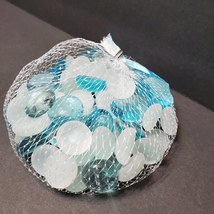 Blue Frosted Glass Gems, Colored Marbles, Vase Filler, Blue Pebbles, Soil Topper image 3