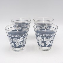 4 Hazel Atlas Double Shot Glasses Grape Pattern Blue Wedgwood - $24.74