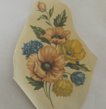 3 Pink &amp; Yellow Poppies Waterslide Ceramic Decals - 5&quot; - Vintage - £3.55 GBP