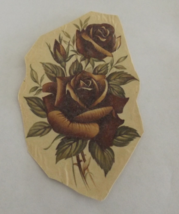 3 Red Roses Waterslide Ceramic Decals - 4&quot; - Vintage - $3.75