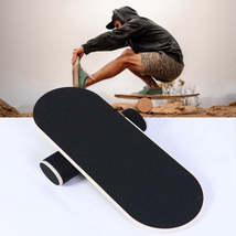 Surfing Ski Balance Board Roller Wooden Yoga Board, Specification: 05A Black San - £27.93 GBP