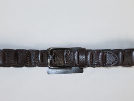 Men Genuine Leather Belt PIERO ROSSI Turkey Crocodile print Hand Stitch 69 Brown image 3