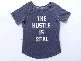 Womens Grayson Threads The Hustle Is Real Gray Shirt XS white small top ... - $7.00