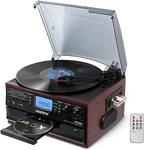 10 In 1 Bluetooth In/Out Record Player 3 Speed Vinyl Vintage Turntable Cd Player - £186.98 GBP