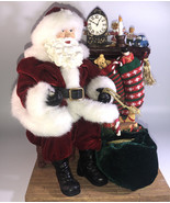 Very Rare Piece Santa Sitting Next To Fireplace Statue 10” W Gift Bag/St... - $186.99