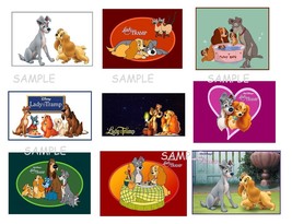 9 Lady and The Tramp Stickers, Birthday party favors, labels, decals, cr... - £9.58 GBP
