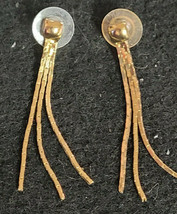 Ladies &quot;Gold Tone&quot; Three String Dangle Earrings Pretty Shiny - £17.57 GBP