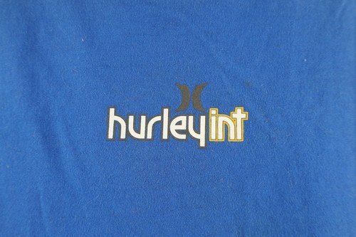 Vintage 90s Hurley Mens Large Faded Spell Out Surfing Long Sleeve T-Shirt Blue Item image 6